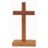 Shalom 20cm standing cross rectangular base Christian desktop gift crucifix wooden wood