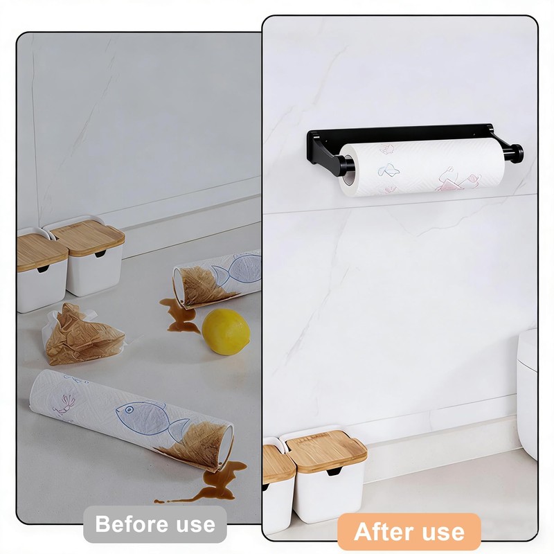 Paper Towel Holder Under Cabinet - Adhesive or Wall Mount