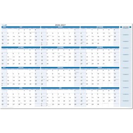 Fiscal/Academic Split Year July 2026 to June 2027 Horizontal 12 Month Wall Calendar 32" x 48"- Dry & Wet Erasable with Next Year Planner Area. Complete with Fine tip Dry-erase Marker and Eraser