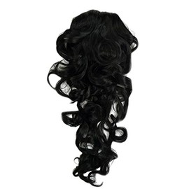 WIG ME UP - WK03-1 Hairpiece Voluminous Curls Curly Very Long (60 cm) + Combs & Elastic Band Black