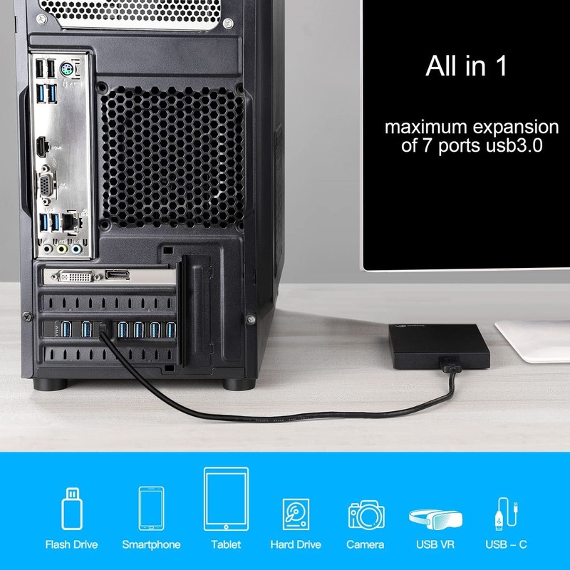 FARBOKO USB PCIe Card 7-Port USB 3.0 5Gbps PCIe Expansion