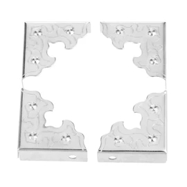 dophee 10Pcs Metal Decorative Corner Protectors, Vintage Style Edge Safety Guards Covers for Picture Frame Jewelry Box Gift Box Wooden Case Cabinet Furniture, Silver 0.98"x0.98"x0.35"