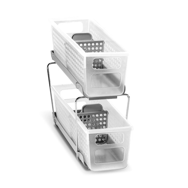 madesmart Madesmart 2-Tier Plastic Mini Multipurpose Organizer with Divided Slide-Out