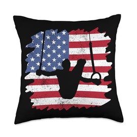 USA Flag Gymnastics Rings I American Rings Gymnast Throw Pillow