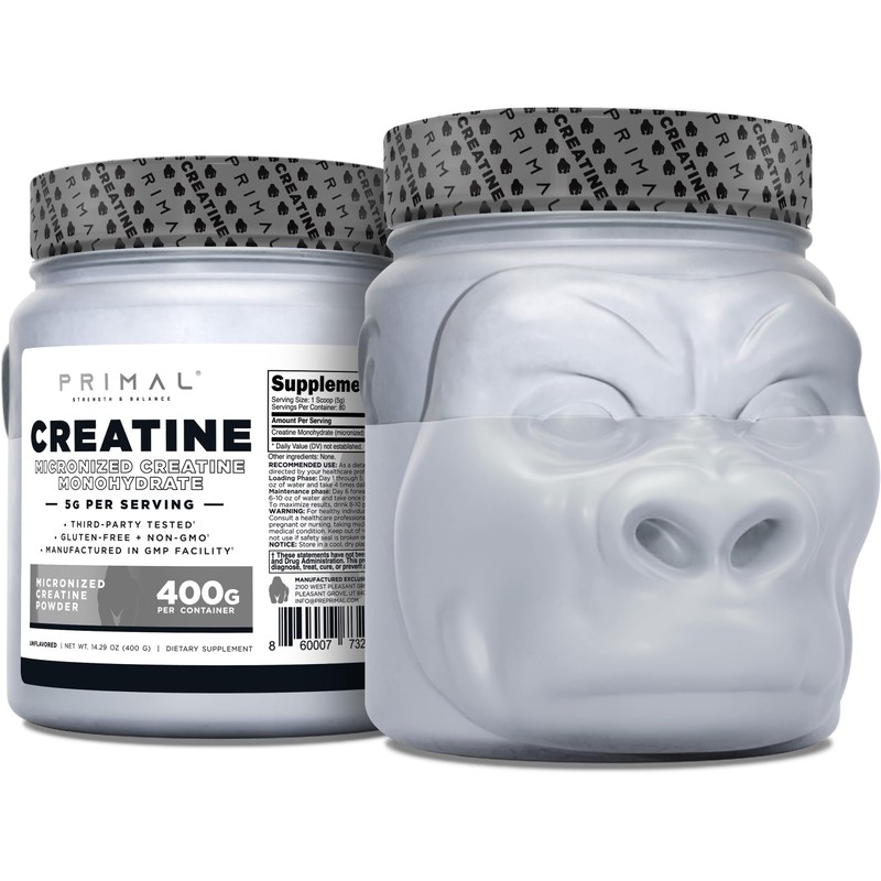 Primal- Creatina Monohidrato Polvo (400 Gramos) Creatina Micronizada Sin Sabor