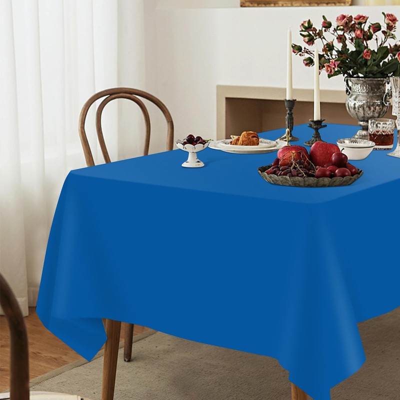 YSYJ 3 Pack Royal Blue Plastic Tablecloth Disposable Rectangular Table