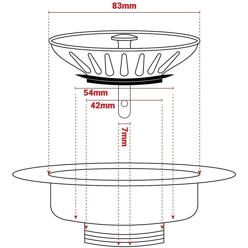 Andrew James Stainless Steel Sink Strainer Plug for Food Waste,