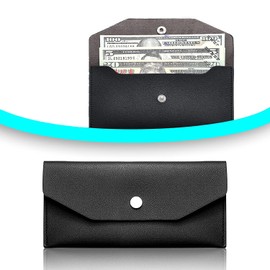 Budget Binder Cash Envelopes Wallet PU Leather Money Bag Reusable Budget Wallet Money Organizer for Cash Bank Card Deposit - Black