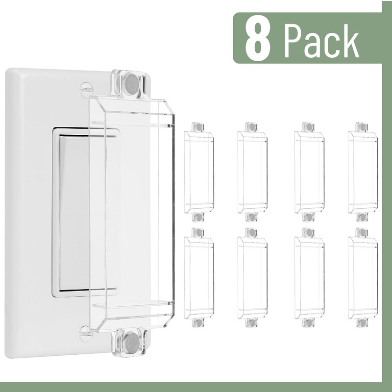 Bates- Magnetic Light Switch Guard, 8 Pack, Clear, Child Proof