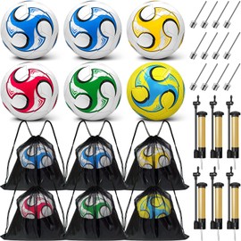 6 Pack Operation Deflated Christmas Soccer Ball with Pump for Child,Items Bulk Deals Soccer Balls,Classic Soccer Balls Size 3 with Mesh Sport Bag Pump Needle for Shoebox Gift Fillers Charity Donations