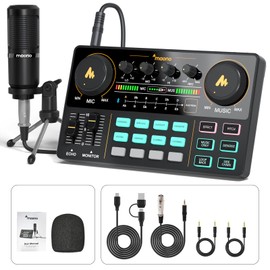 MAONO MAONO Podcast Equipment Bundle Audio mixer All-in-One Podcast Production Studio with 3.5mm Microphone for Live Streaming, Podcast Recording, PC, Smartphone, DJ MaonoCaster Lite (AU-AM200-S1)