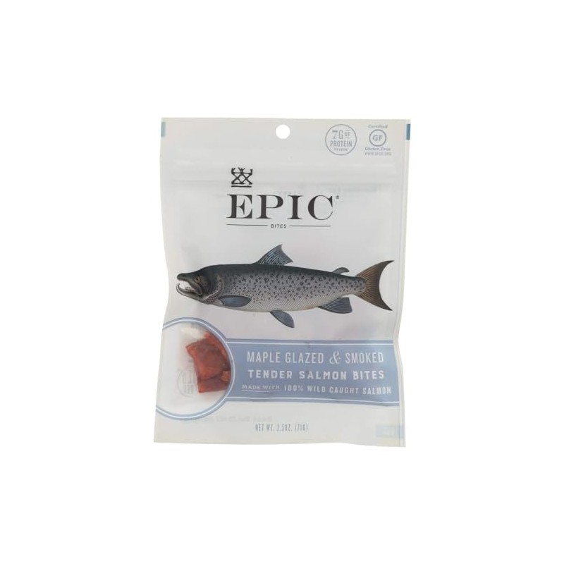 EPIC Salmon Jerky Bites, Maple Glazed (Gluten Free) 2.5oz (Pack