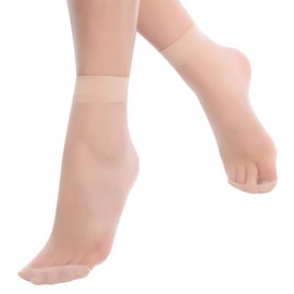 AIKOO Women's Stockings, Ankle Socks, Compression, Summer, Sheer, Short, Nylon, Socks, 5 Pairs, beige