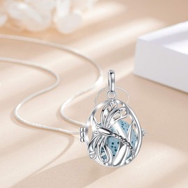 INFUSEU 2 Pack Large Essential Oil Necklaces for Women Aromatherapy Diffuser Jewelry Charm Gifts with Lava Rock Stone, 24" Chain