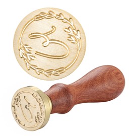 Yoption Handwritten Letter E Wax Seal Stamp, Vintage Initial Alphabet with Olive Branch Sealing Wax Stamp