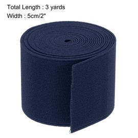 TA-VIGOR 50mm Elastic Band for Sewing, 2 inch 3 Yard Double-Side Woven Elastic Bands Knit, Flat Polyester Elastic Spool Heavy Stretch Strap Knitting for Sewing Crafts Waistband, Navy Blue
