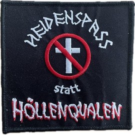 Heidenklamotten Heidenspass statt Höllenangen Sew-On Patch Embroidered Antichrist Patch to Sew on/Iron on Viking Anti Religion, Paganism