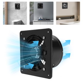 Pinelicorn 8 Inch Wall Mounted Window Exhaust Fan 80W 500CFM Black Metal Ventilation Fan for Kitchen Bathroom Garage Commercial Use (8Inch)