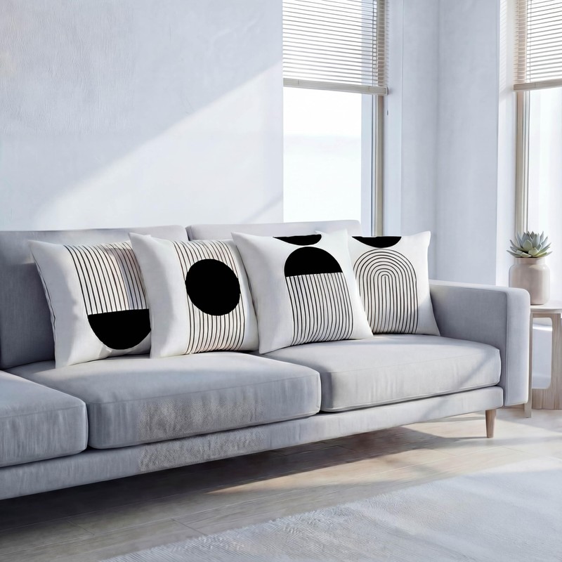 Sagielio Black and White Throw Pillow Covers 18x18 Inches Set