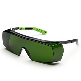 UNIVET | 5X7 Welding 3 Work Safety Goggles Welding Overlay Glasses 5X7 Sweat Resistant Lenses (EN166, EN169 and EN175) Gunmetal/Green