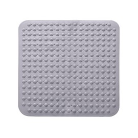 Non-Slip Shower Mat, 48 x 48 cm, Square Shower Mat, Machine Washable with Suction Cup, PVC Shower Mat, Non-Slip Massage Mat for Shower and Sauna, Grey