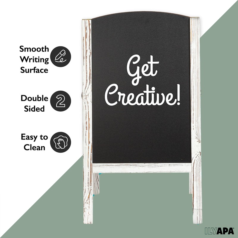 Ilyapa Wooden A-Frame Chalkboard Sidewalk Signs with Rounded Top -