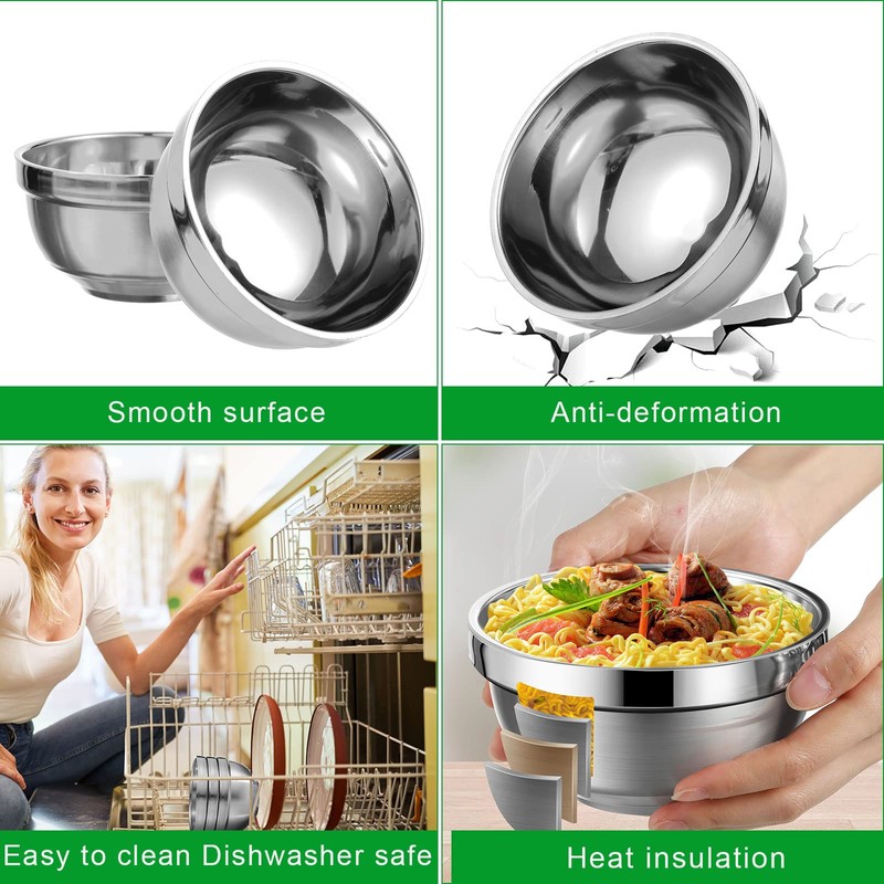 Mimorou 20 Pack 304 Stainless Steel Bowls Set 13oz Metal