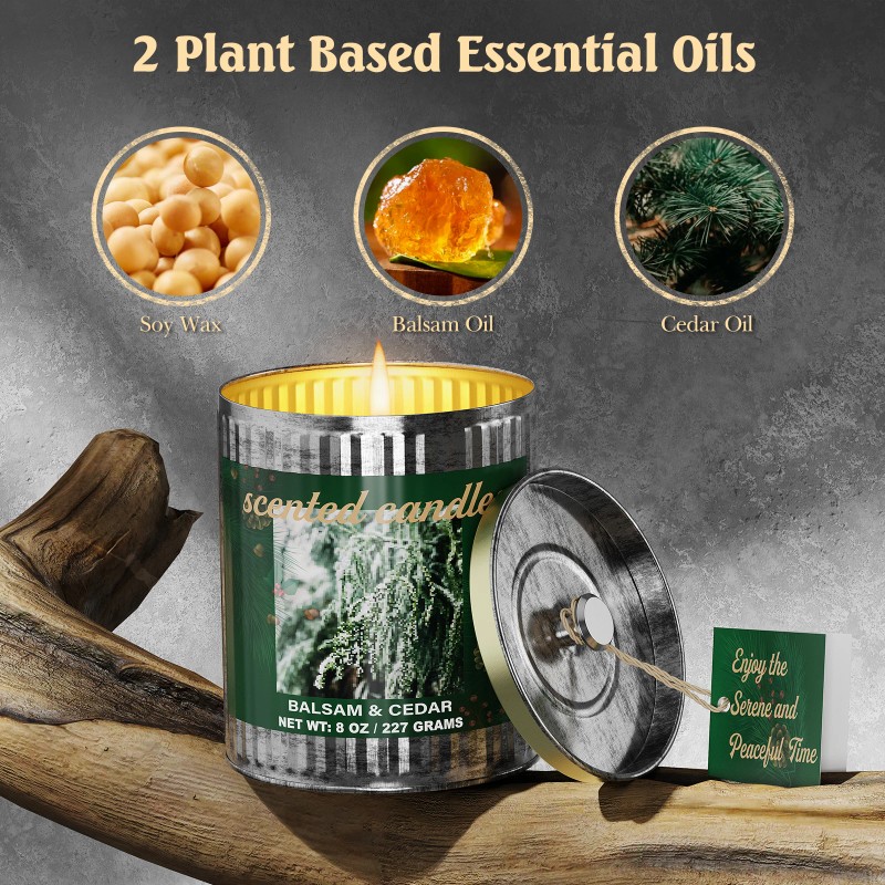 2 Pack Balsam & Cedar Scented Candle Sets | Soy