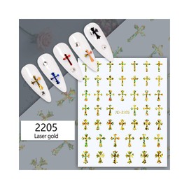 Generic Cross Nail Sticker Gold Silver Black White Nail Decals Jo2205 Laser Gold Nail Wraps Stickers Manicure Supplies for Women Nails Full Long Lasting Easy Apply and Remove
