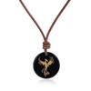 COAI Genuine Leather Necklace for Men Women, Phoenix Pendant Black