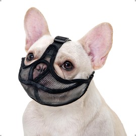 ILEPARK French Bulldog Muzzle,Won’t Cover Forehead Dog Muzzle for Short Snout Dog, Anti Bitting Chewing Barking, Adjustable Breathe Mesh (S,Black)
