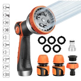 Garten Handbrause Metall,Garten Spritzpistole,Gartenbrause 10 Sprühbilder Multifunktional Bewässerungsbrause Hochdruck Handsprüher Verstellbarer Wasserdurchfluss für Bewässerung Rasen,Haustier Baden