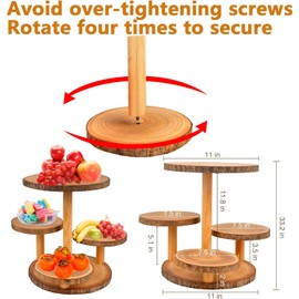 ChezMax Cupcake Stand Display - Wood Dessert Cupcake Stand Display, 4 Tier Round Cake Tower Holder, Rustic Tiered Tray and Pastry Serving Set for Parties, Birthdays, Weddings, Baby Showers, and Holiday Decor