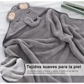 Genérico Toalla de Baño para Bebe con Capucha - Toalla para Bebe Super Absorbente - Regalos para Bebes Recien Nacidos - Toallas de Baño para Niñas-Niños (Gris) Elefantito