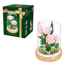 Fiotha Flower Building Blocks Set, with Protective Case, for Valentine's Day Gift, Mother's Day Gift, Artificial Plants Building Blocks for Adults, Not Compatible with Flower (Pink Carnations)