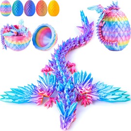 Flying Dragon Eggs, 3D Printed Easter Egg, Articulated Crystal Dragon Fidget Toy, Toys for Kids, Home Decor, Creative Ornaments, Birthday Gifts, Mystery Mythical Pieces Dragons (Rainbow Candy)