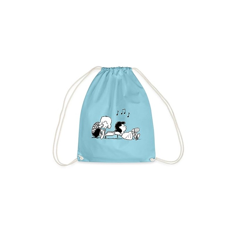 Spreadshirt Peanuts Schroeder and Lucy Gym Bag, aqua