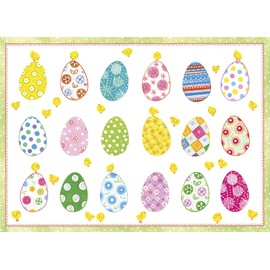 Caspari 5 Greeting Cards Notelets Blank & envelopes - Easter Cards - Pattern Chick/Egg - 10 x 15 cm closed inside greeting - Happy Easter in Red