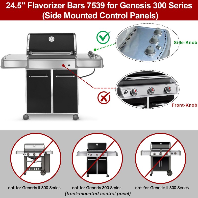 GasSaf 24.5 inch Flavorizer Bar Replacement for Weber 7539, 7540,