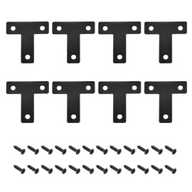 sourcing map T Shape Bracket, 40x40x1mm Carbon Steel Mending Plates for Joint Fastener with Mounting Screws Black 8Pcs