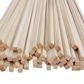 FSSTUD 50 Pcs Balsa Wooden Sticks Natural Wood Strips Unfinished Square Dowels Model Making Sticks Craft Dowel Rods Wood Carving Pieces for Decoration 300 x 6 x 6mm