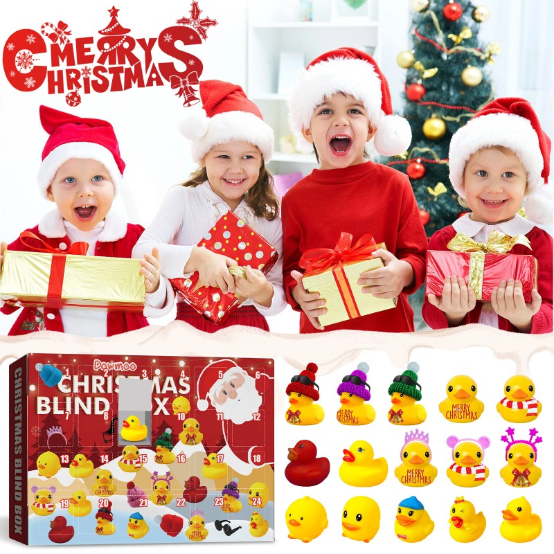 Dowmoo 24 Grid Cartoon Ducklings Blind Box Christmas Figurine &