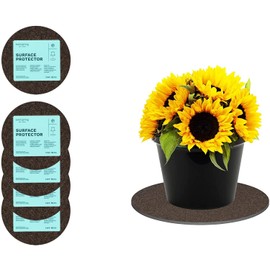 Curtis Wagner Plastics Corp. MA-600 Fabric Plant Mat (6" Diameter, Walnut Brown, 5-Pack) - Round Fabric Plant Coasters - Use as Planter, Coaster or Pads for Your Arts & Crafts