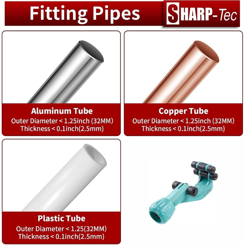 Sharp-tec 4-32mm Pipe Cutter, Adjustable Tube Cutter with Aluminum Alloy