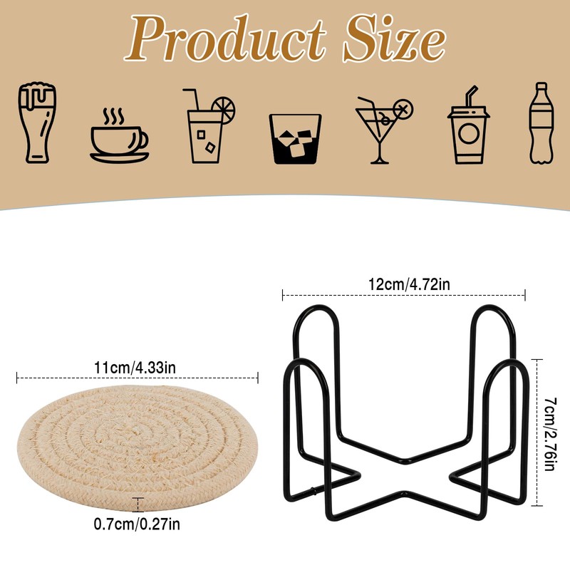 Kulannder Cup Coasters 9 Piece, Handmade Round Coasters with Coaster