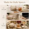 Travertine Coasters with Gold Holder, Set of 4 Natural Stone,