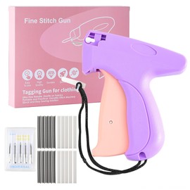 Mini Stitch Gun for Clothes - Handheld Stitch Gun Quick Stitch Gun,Micro Sewing Gun Tagging Gun Kit Includes 6 Needle, 1000 Black & 1000 White Fasteners (Purple)