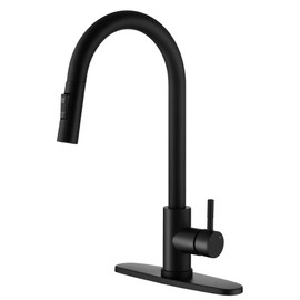 RALANDA Kitchen Faucets, Matte Black Kitchen Faucet with Pull Down Sprayer, 2.5GPM High Arc Single Handle Stainless Steel Kitchen Sink Faucets for Farmhouse Camper Laundry Rv Bar
