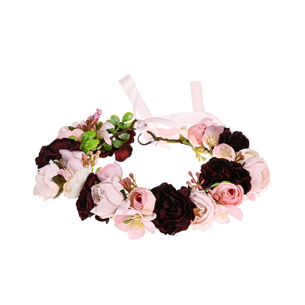 Vividsun Women Floral Garland Rose Flower Crown Flower Girls Wedding Festival Party Headpiece