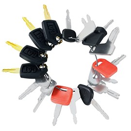 Yasashii 16 Heavy Equipment Keys Set Fits CAT, Case, JD, Komatsu, Kubota, Yanmar, Daewoo, Hyster, Takeuchi, Heavy Construction Equipment Ignition Key Set